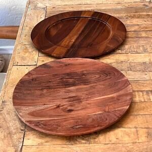 Set of 2 Wooden Charger Plates 13"